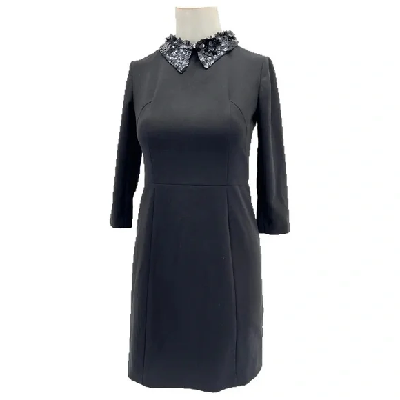 Sandro | Dresses | Sandro Black Long Sleeve Dress With Detachable Sequin  Collar Size | Poshmark